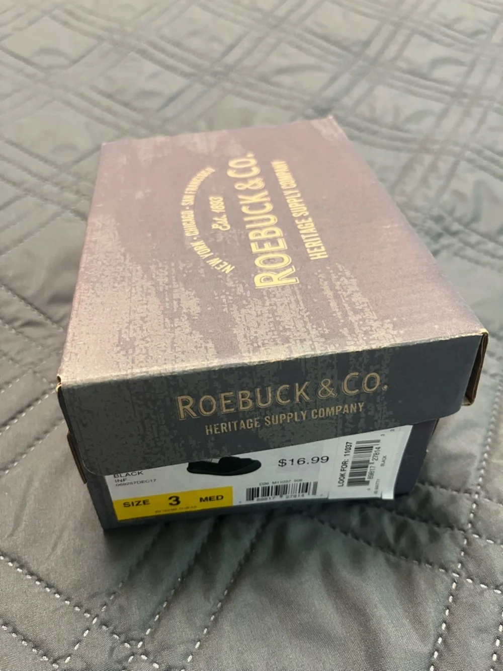 Cute black Roebuck & Co. baby loafers